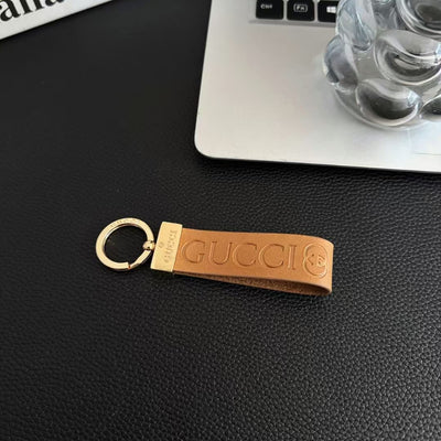 Luxury GG Keychain Strap with Embossed Logo & Gold