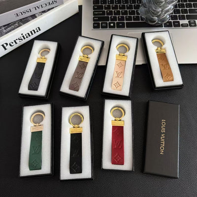 Luxury LV Monogram Keychain Strap with Gold Accent