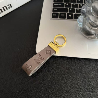 Luxury LV Monogram Keychain Strap with Gold Accent