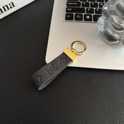 Luxury LV Monogram Keychain Strap with Gold Accent