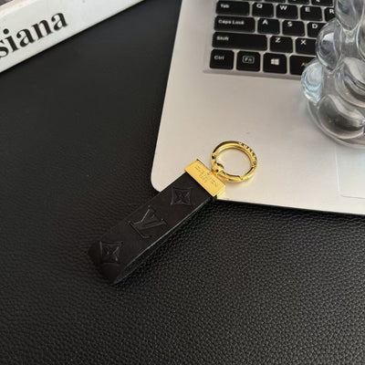 Luxury LV Monogram Keychain Strap with Gold Accent