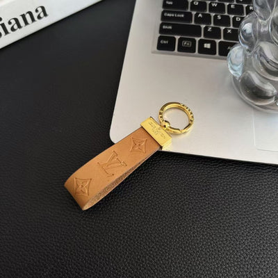 Luxury LV Monogram Keychain Strap with Gold Accent