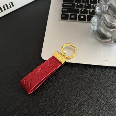 Luxury LV Monogram Keychain Strap with Gold Accent