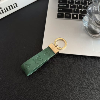 Luxury LV Monogram Keychain Strap with Gold Accent