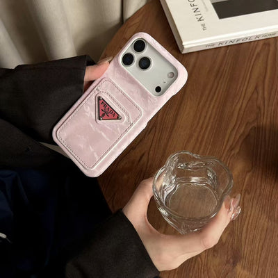 Luxury PR Phone Case with Triangle Logo & Card Slot