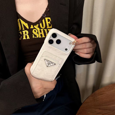 Luxury PR Phone Case with Triangle Logo & Card Slot