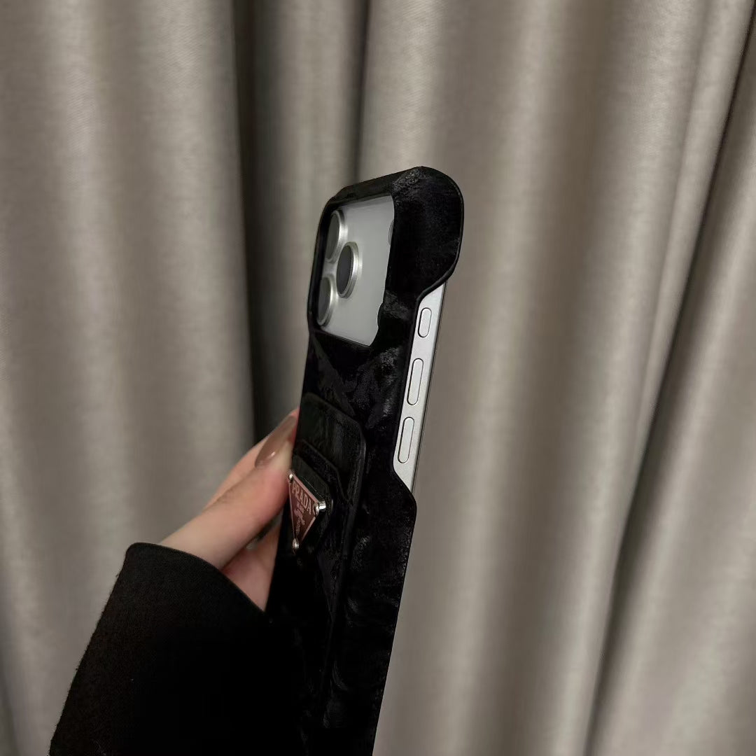 Luxury PR Phone Case with Triangle Logo & Card Slot