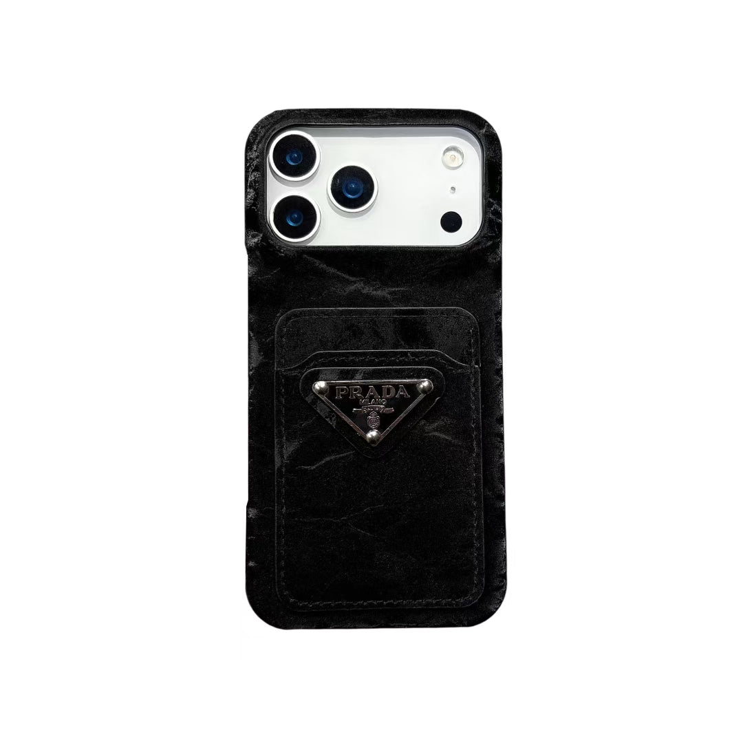 Luxury PR Phone Case with Triangle Logo & Card Slot