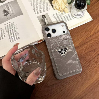 Luxury PR Phone Case with Triangle Logo & Card Slot