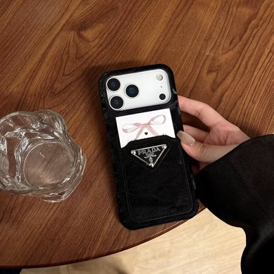 Luxury PR Phone Case with Triangle Logo & Card Slot