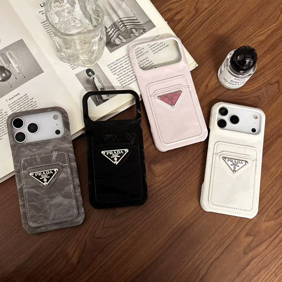 Luxury PR Phone Case with Triangle Logo & Card Slot