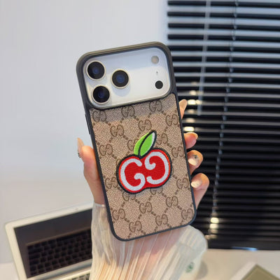 Luxury GG Embroidered Phone Case with Fashion Icons