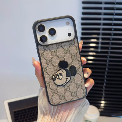 Luxury GG Embroidered Phone Case with Fashion Icons