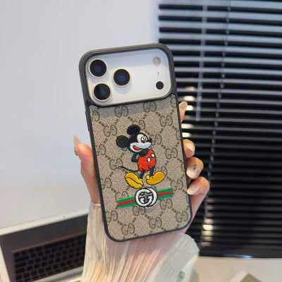 Luxury GG Embroidered Phone Case with Fashion Icons