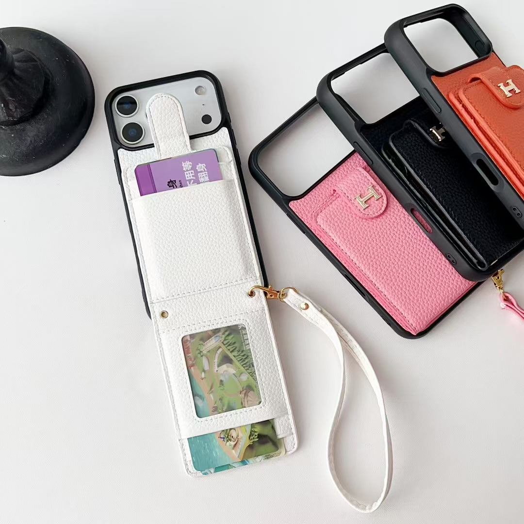 Luxury HMS Wallet Phone Case with Strap & Card Slot