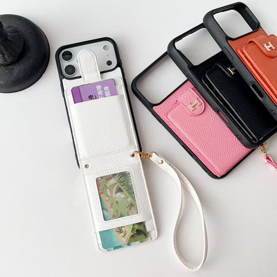 Luxury HMS Wallet Phone Case with Strap & Card Slot