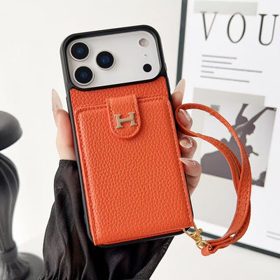 Luxury HMS Wallet Phone Case with Strap & Card Slot