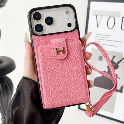 Luxury HMS Wallet Phone Case with Strap & Card Slot