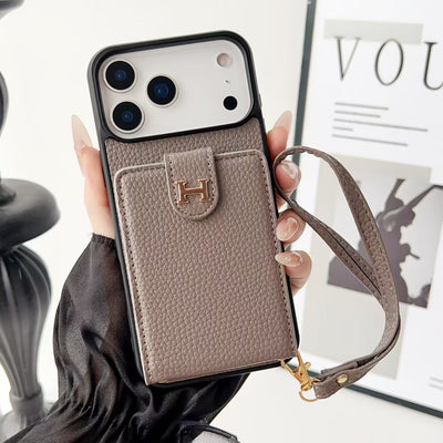 Luxury HMS Wallet Phone Case with Strap & Card Slot