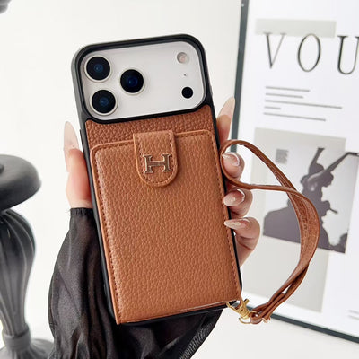 Luxury HMS Wallet Phone Case with Strap & Card Slot