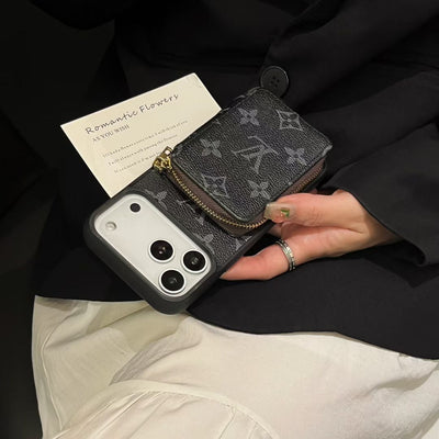 Luxury LV & BUR Monogram Wallet Phone Case with Zipper Card Holder