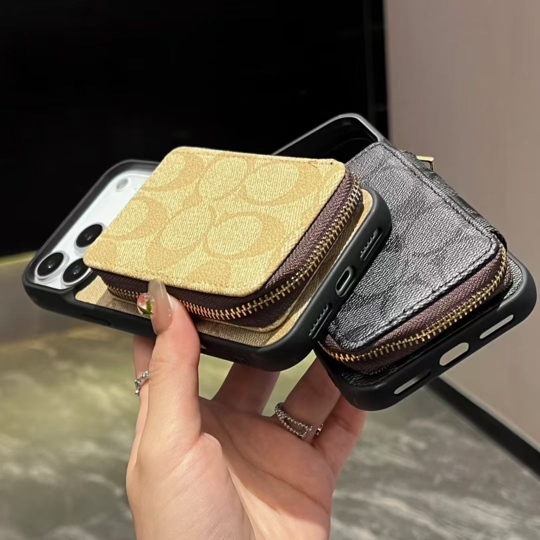 Luxury CO Monogram Wallet Phone Case with Zipper