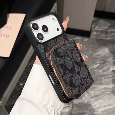 Luxury CO Monogram Wallet Phone Case with Zipper