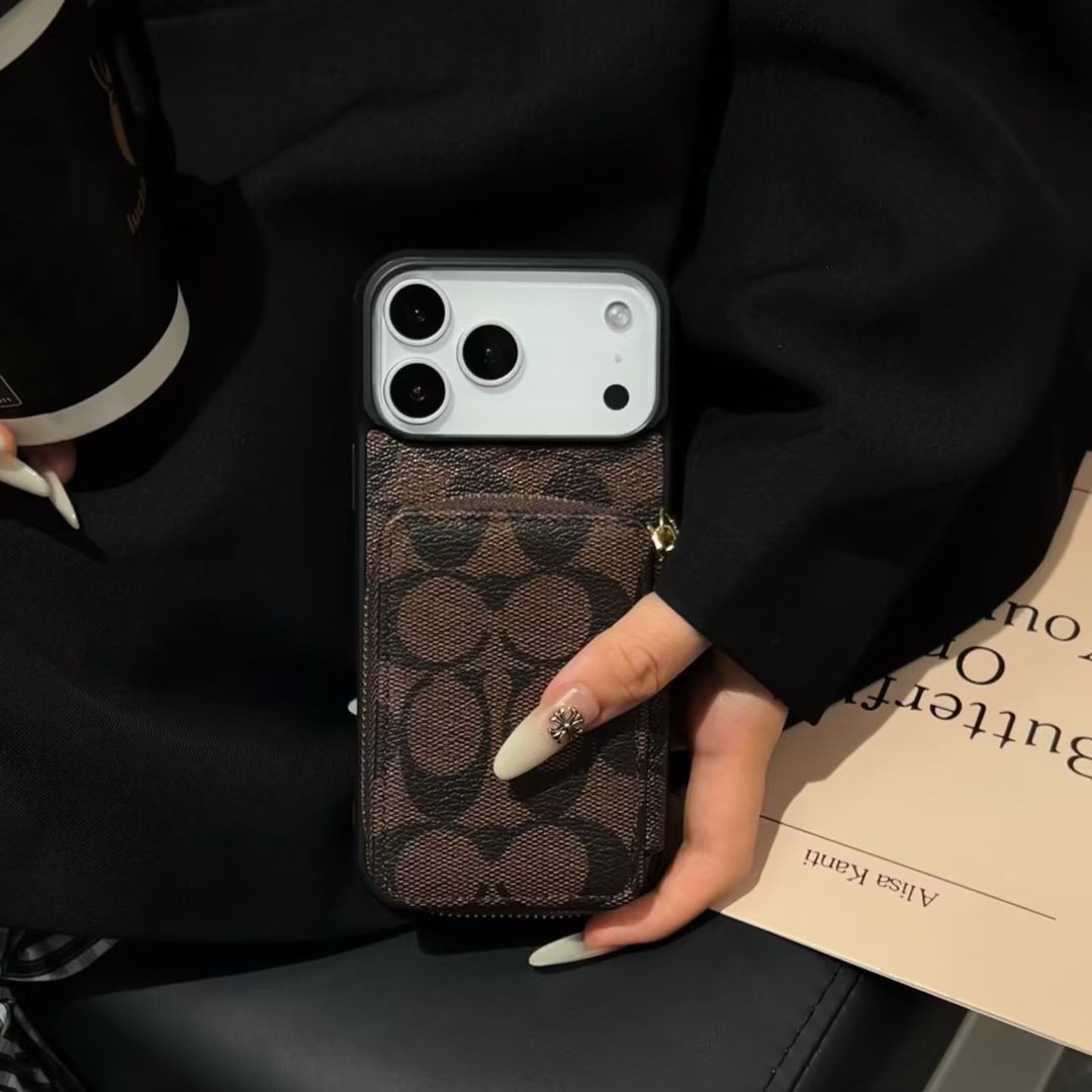 Luxury CO Monogram Wallet Phone Case with Zipper