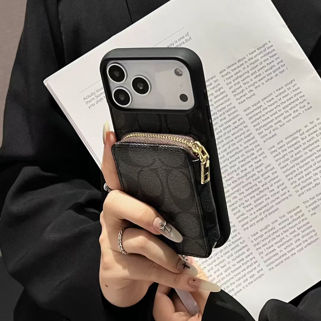Luxury CO Monogram Wallet Phone Case with Zipper