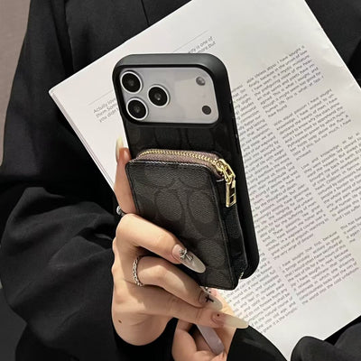 Luxury CO Monogram Wallet Phone Case with Zipper