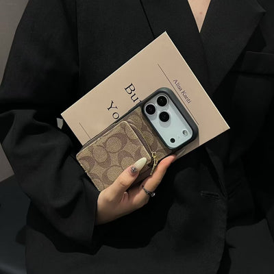 Luxury CO Monogram Wallet Phone Case with Zipper