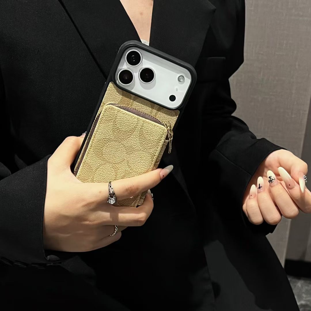 Luxury CO Monogram Wallet Phone Case with Zipper
