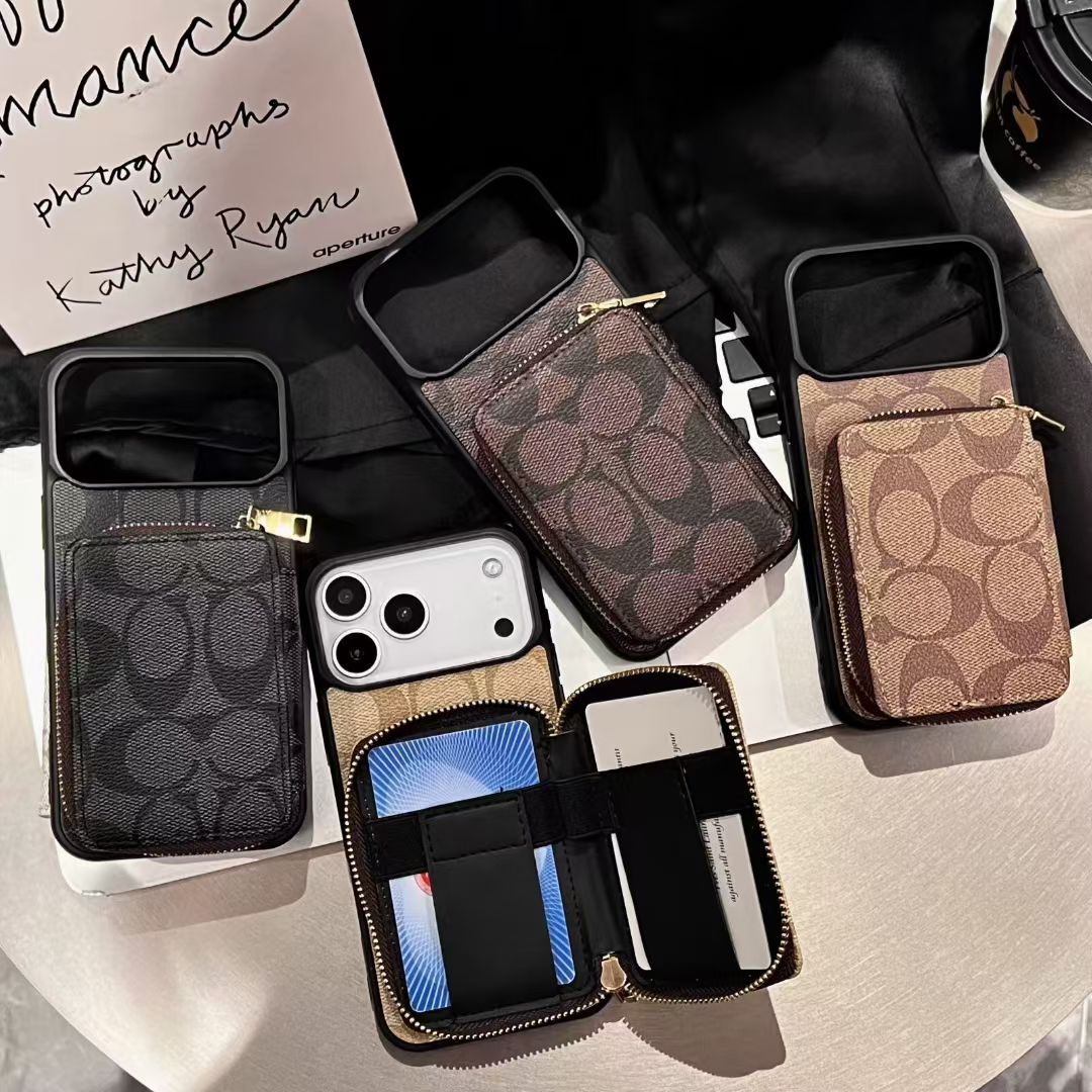 Luxury CO Monogram Wallet Phone Case with Zipper