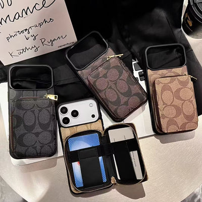 Luxury CO Monogram Wallet Phone Case with Zipper