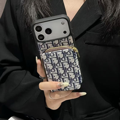 Luxury CD Monogram Wallet Phone Case with Zipper