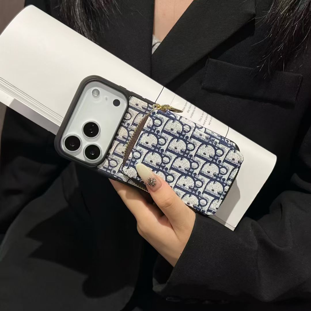 Luxury CD Monogram Wallet Phone Case with Zipper