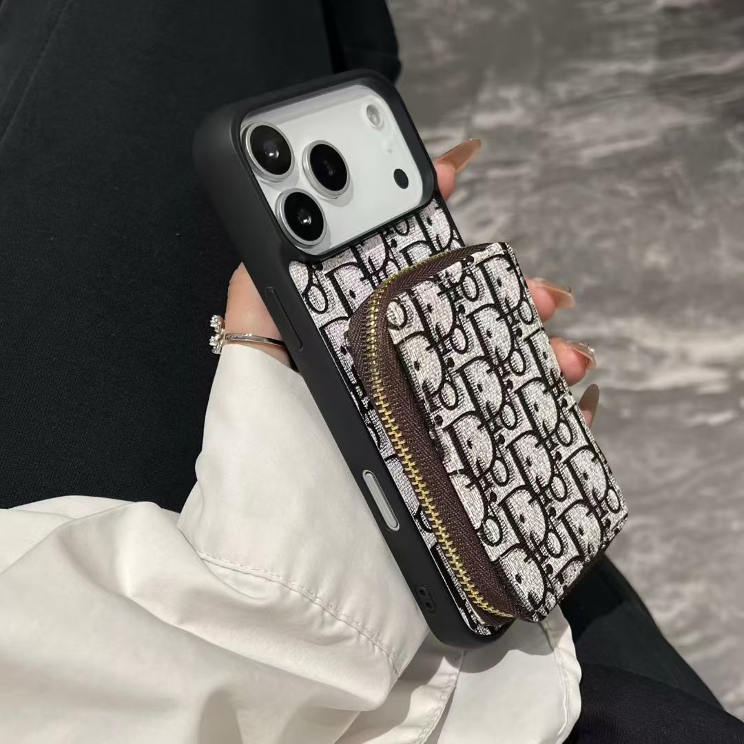Luxury CD Monogram Wallet Phone Case with Zipper