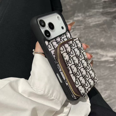 Luxury CD Monogram Wallet Phone Case with Zipper