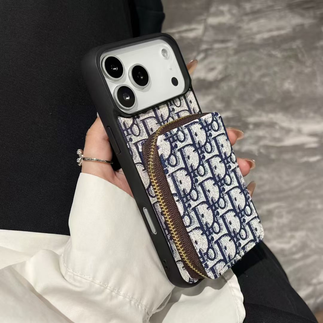Luxury CD Monogram Wallet Phone Case with Zipper