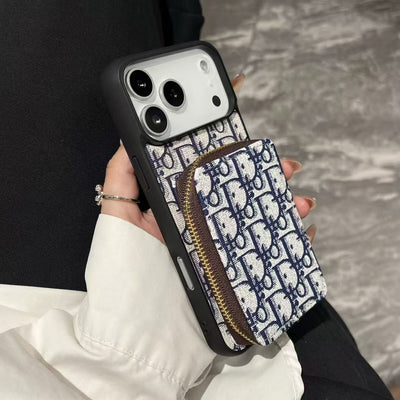 Luxury CD Monogram Wallet Phone Case with Zipper