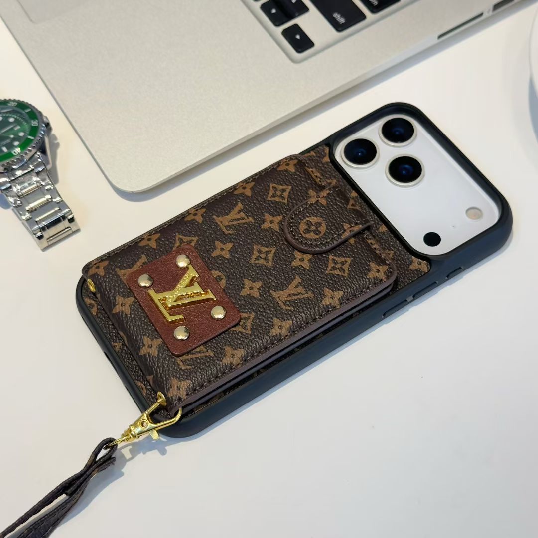 Luxury LV & CO Wallet Strap Phone Case with Logo