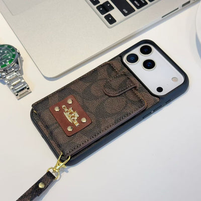 Luxury LV & CO Wallet Strap Phone Case with Logo