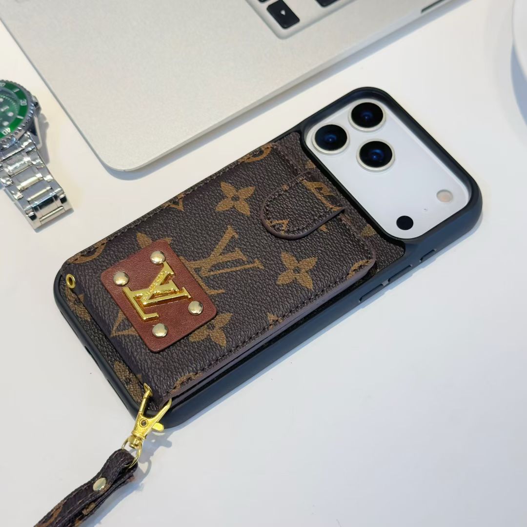 Luxury LV & CO Wallet Strap Phone Case with Logo