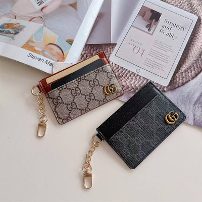 Luxury GG Card Holder with Chain & Monogram Design