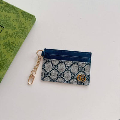 Luxury GG Card Holder with Chain & Monogram Design