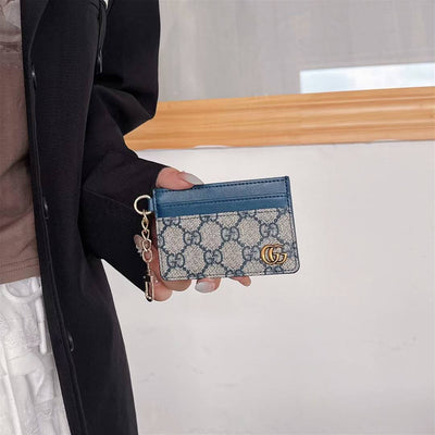 Luxury GG Card Holder with Chain & Monogram Design