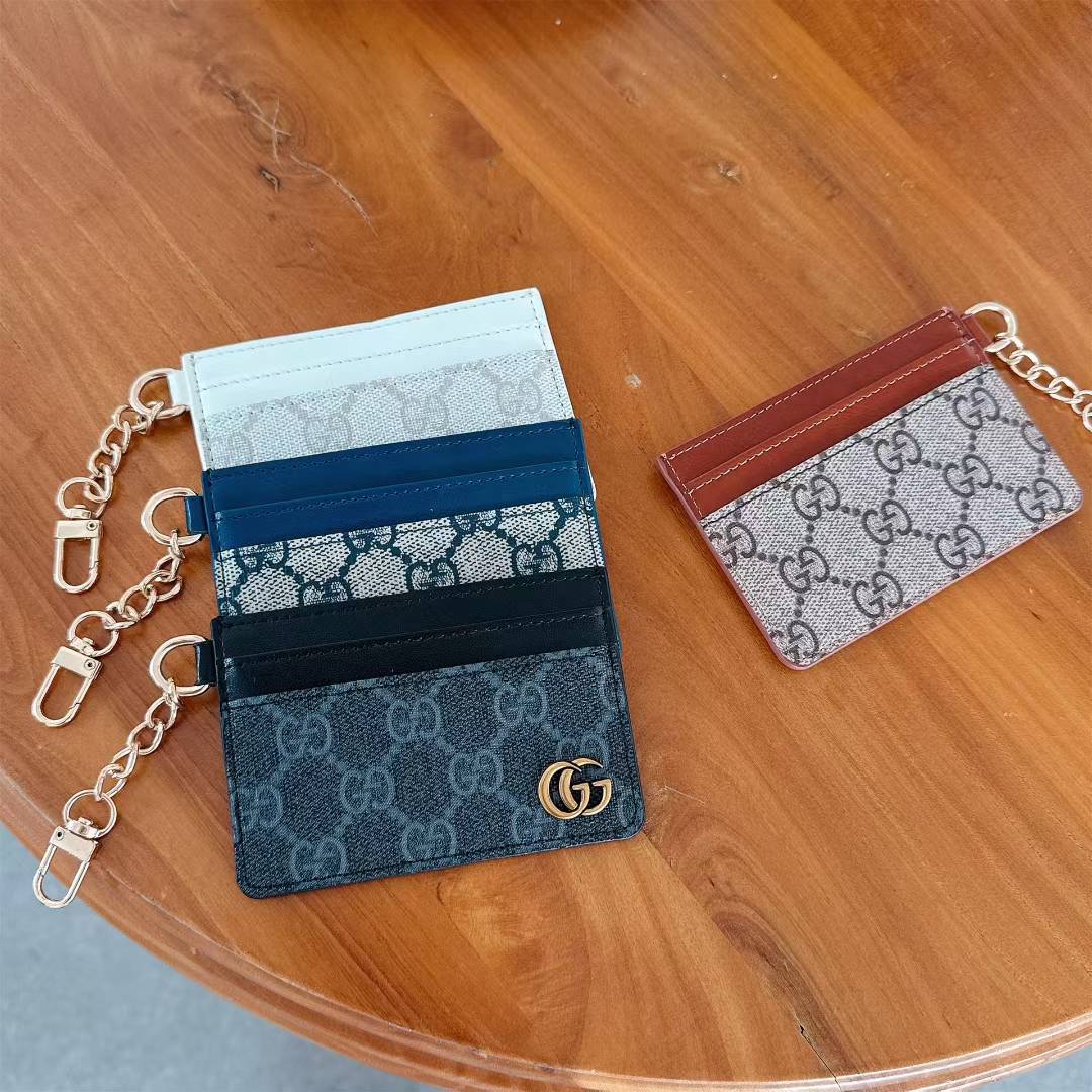 Luxury GG Card Holder with Chain & Monogram Design