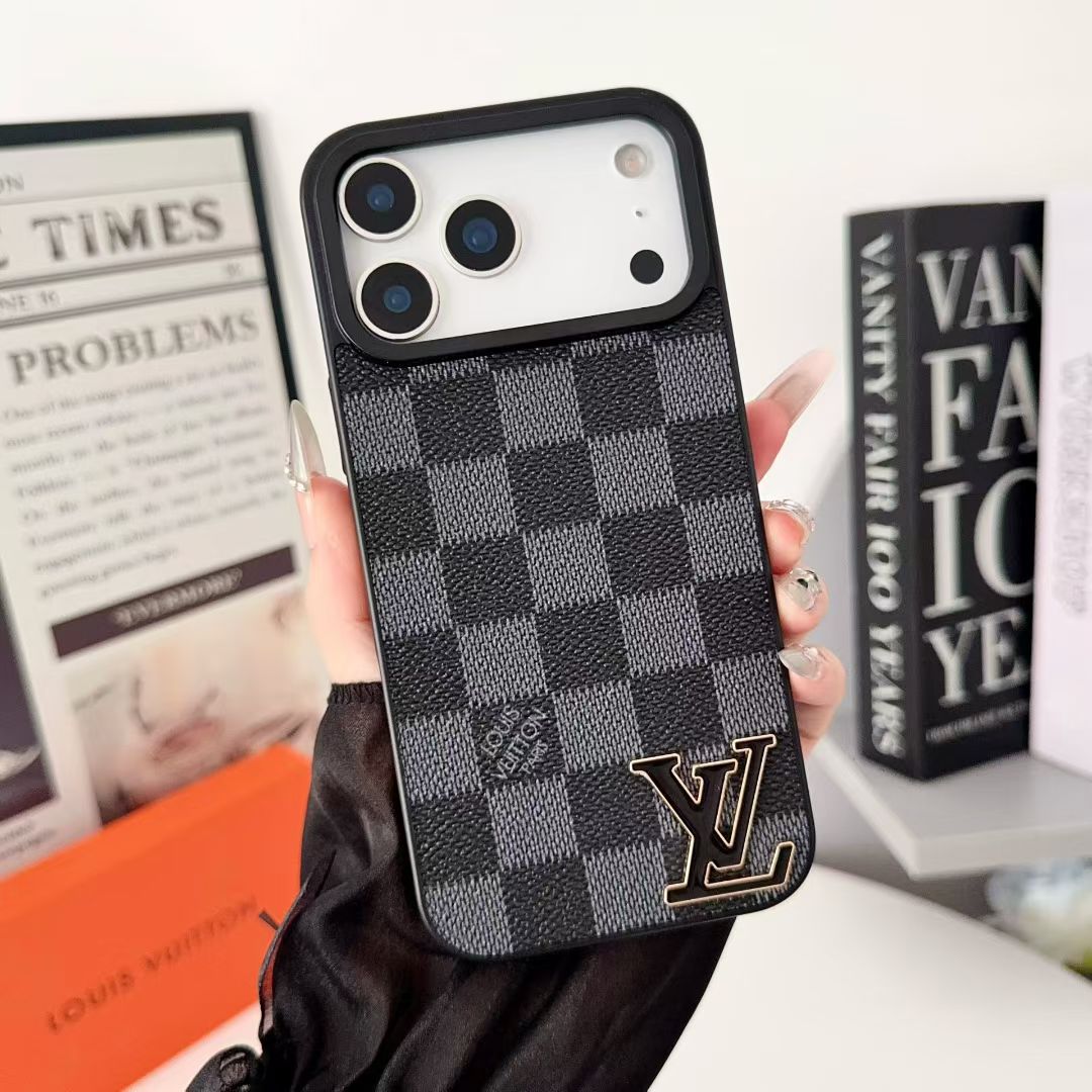 Luxury LV Monogram & Check Pattern Phone Case