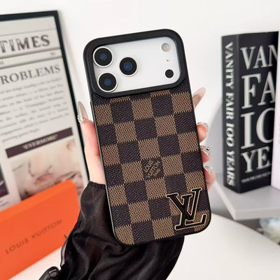 Luxury LV Monogram & Check Pattern Phone Case
