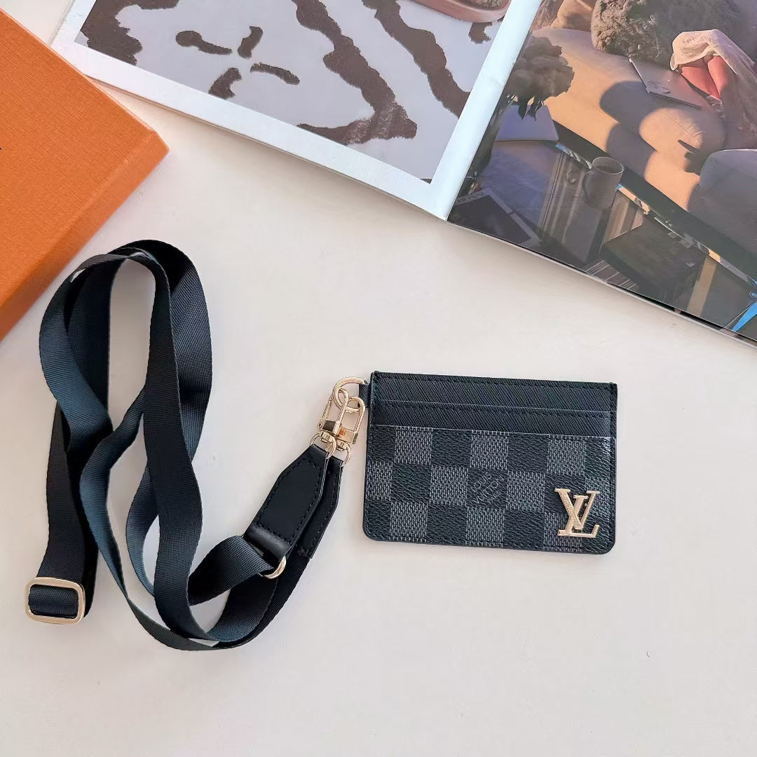 Luxury LV-Inspired Lanyard Card Holder